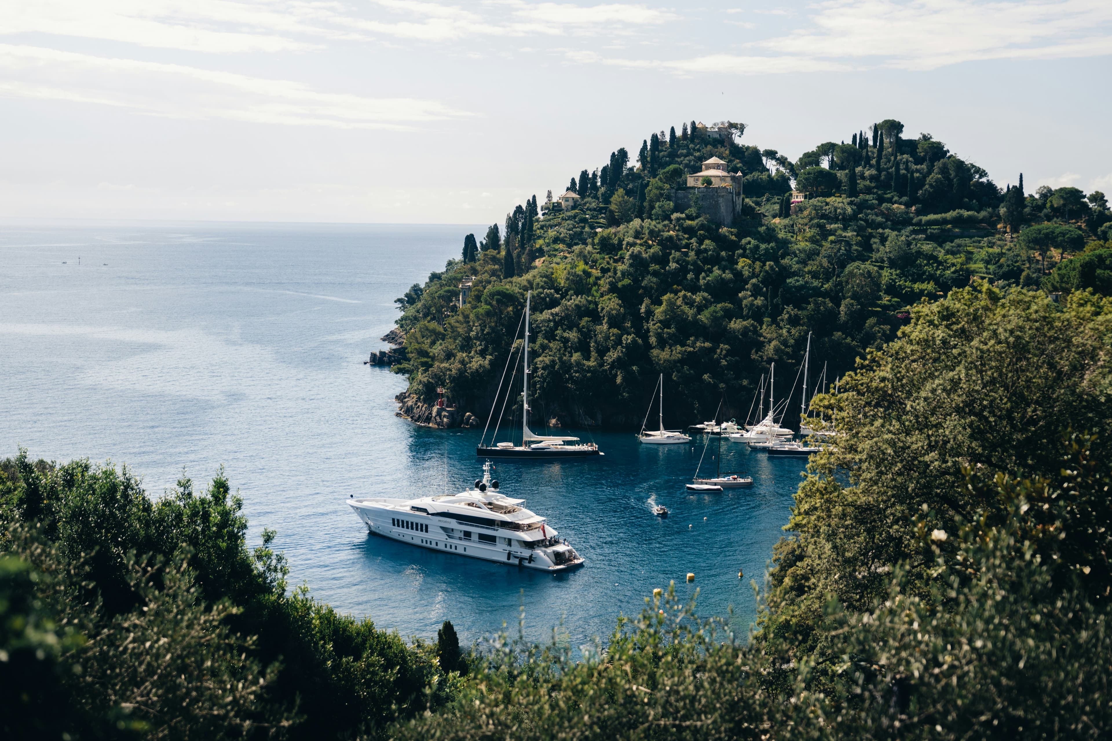 Yachts anchored off Portofino